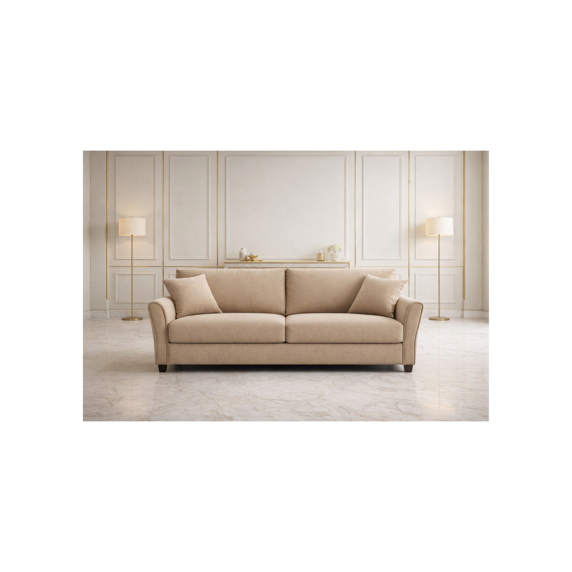 Harmony Comfort 3-Seater Sofa – Premium Beige Fabric | Classic Modern Design