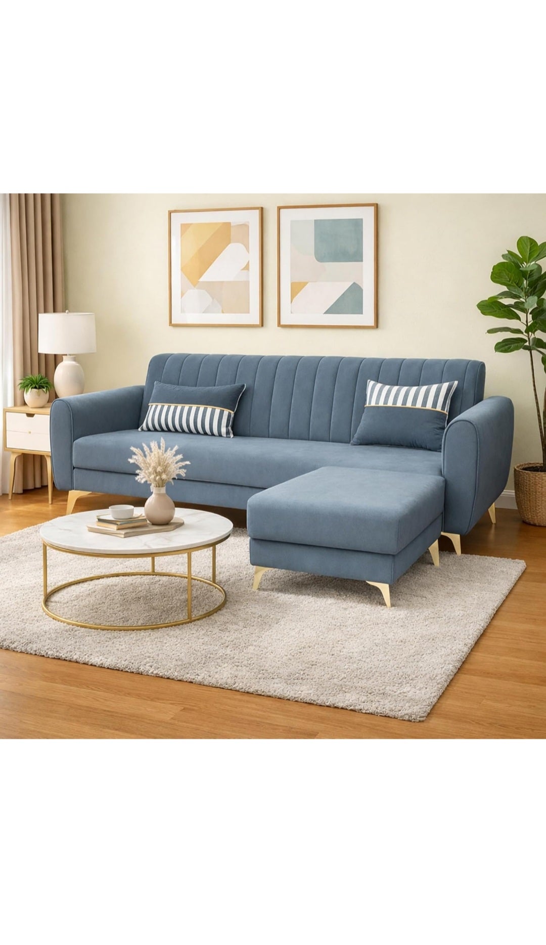 FlexLounge Nova L-Shape Sofa – Premium Suede Fabric | Convertible Pouffe Design