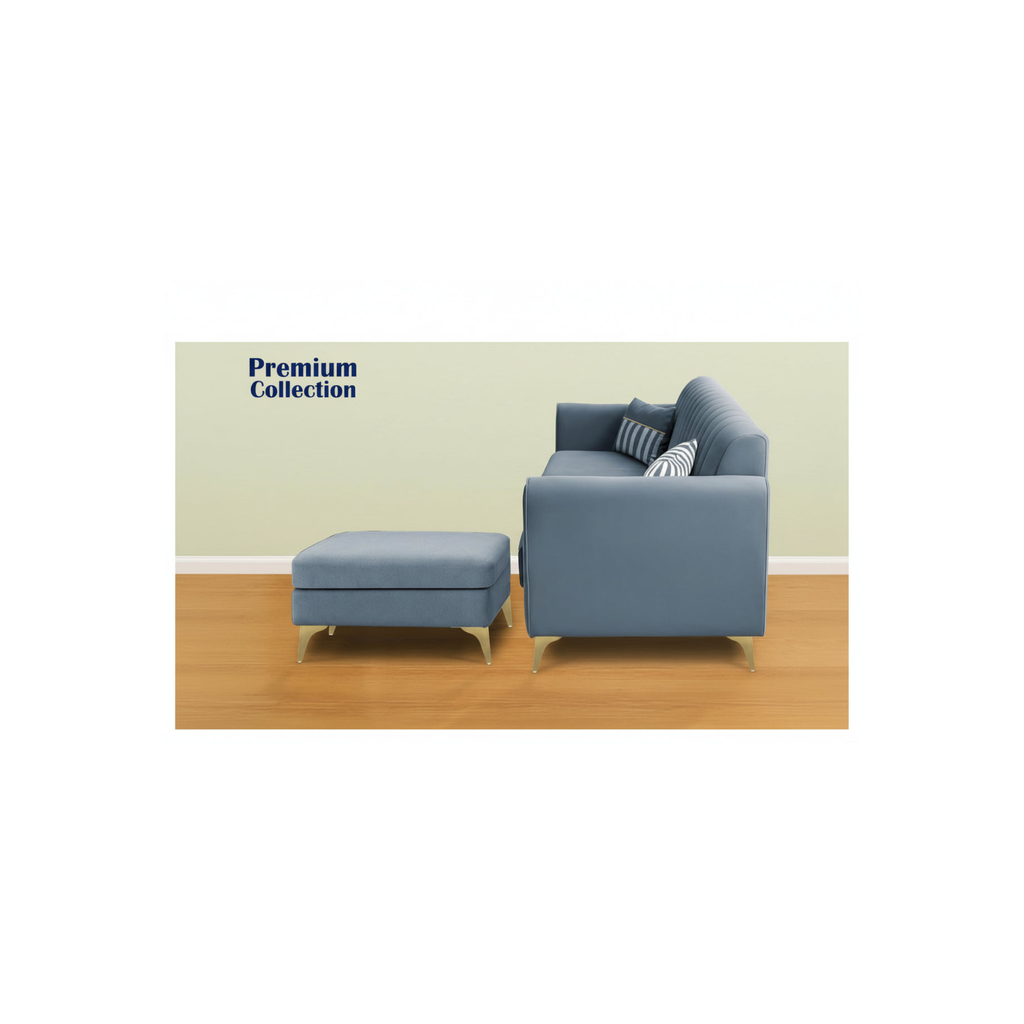 FlexLounge Nova L-Shape Sofa – Premium Suede Fabric | Convertible Pouffe Design