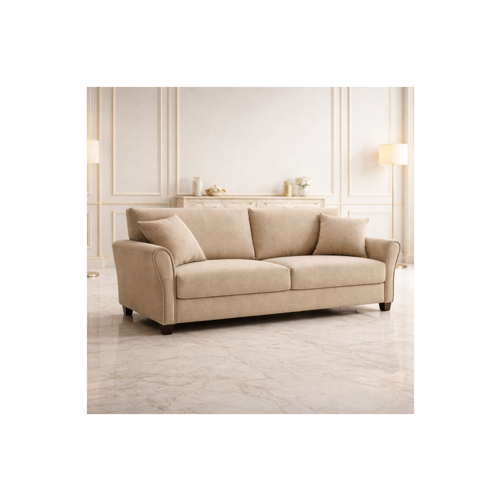Harmony Comfort 3-Seater Sofa – Premium Beige Fabric | Classic Modern Design