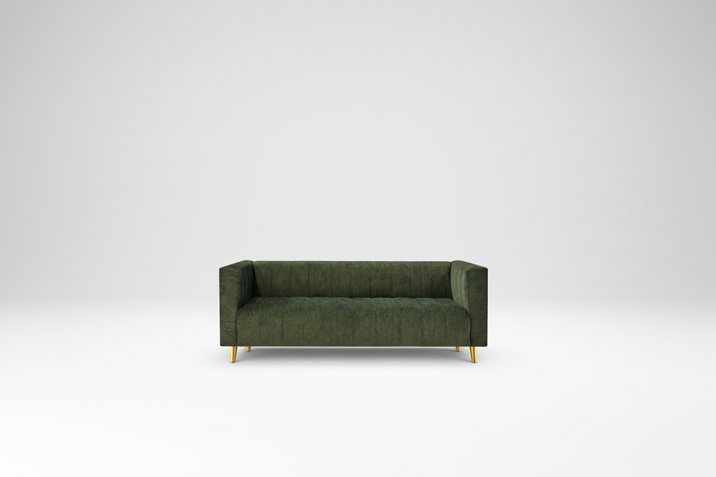 Emerald Royale Luxe 3-Seater Sofa – Premium Olive Velvet with Gold Legs (Copy)