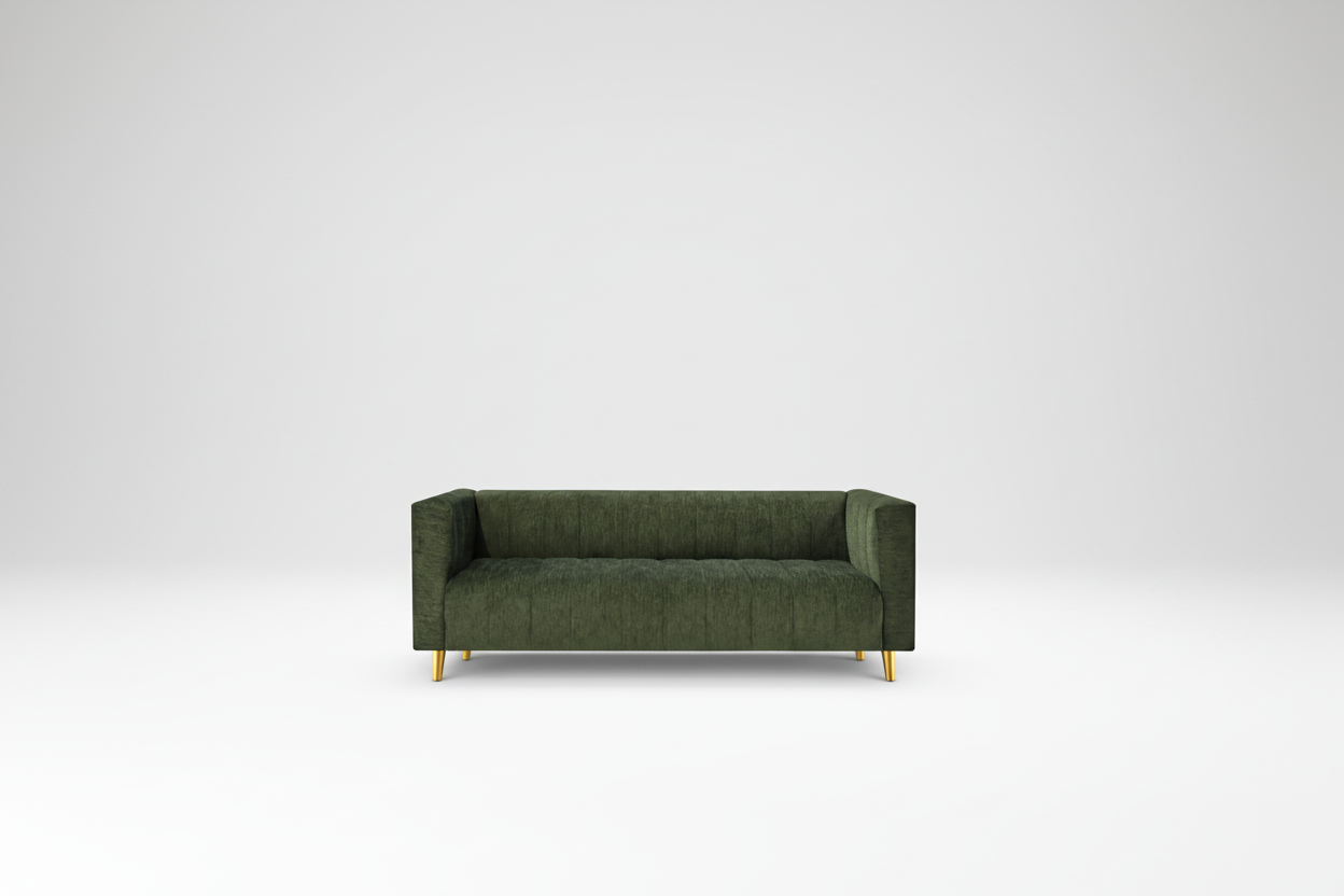 Emerald Royale Luxe 3-Seater Sofa – Premium Olive Velvet with Gold Legs (Copy)