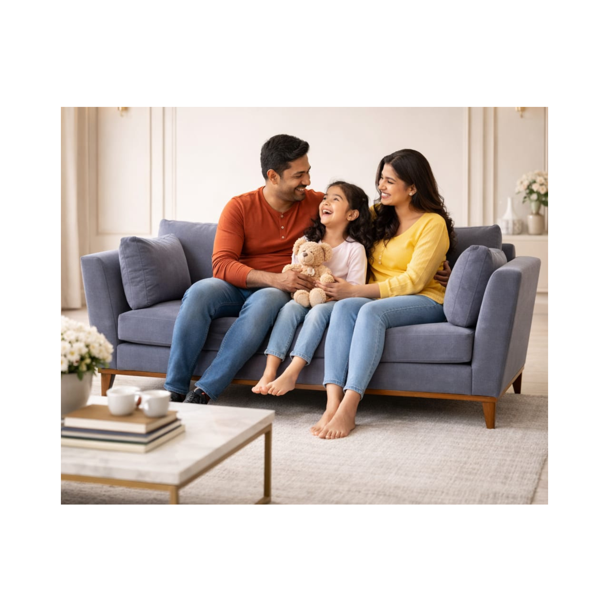 CloudMist Comfort 3-Seater Sofa – Premium Soft Fabric | Modern Minimal Design