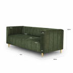 Emerald Royale Luxe 3-Seater Sofa – Premium Olive Velvet with Gold Legs (Copy)