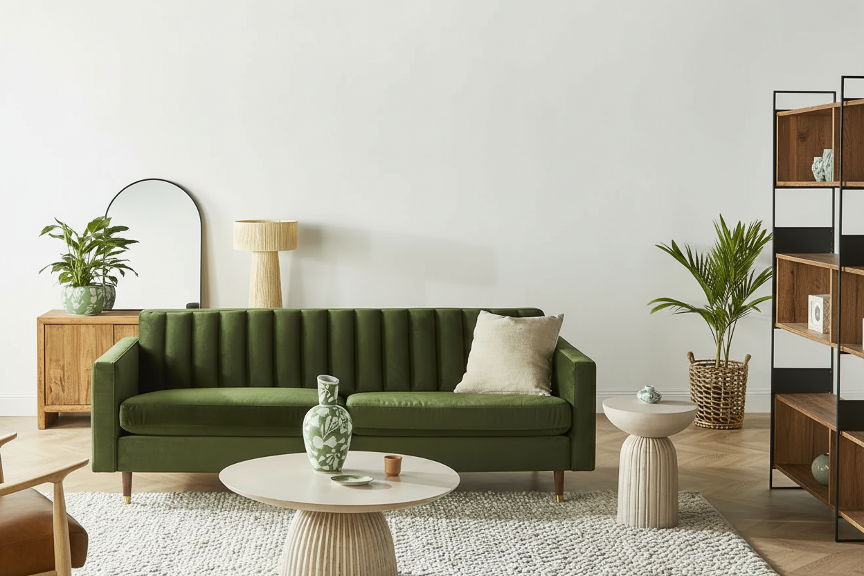 Solid Walnut Sofa Modern Minimalist Fabric Couch for Living Room