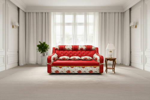 Royal Blossom Luxury 3 Seater Sofa – Floral Premium Fabric | Comfortable Living Room Sofa