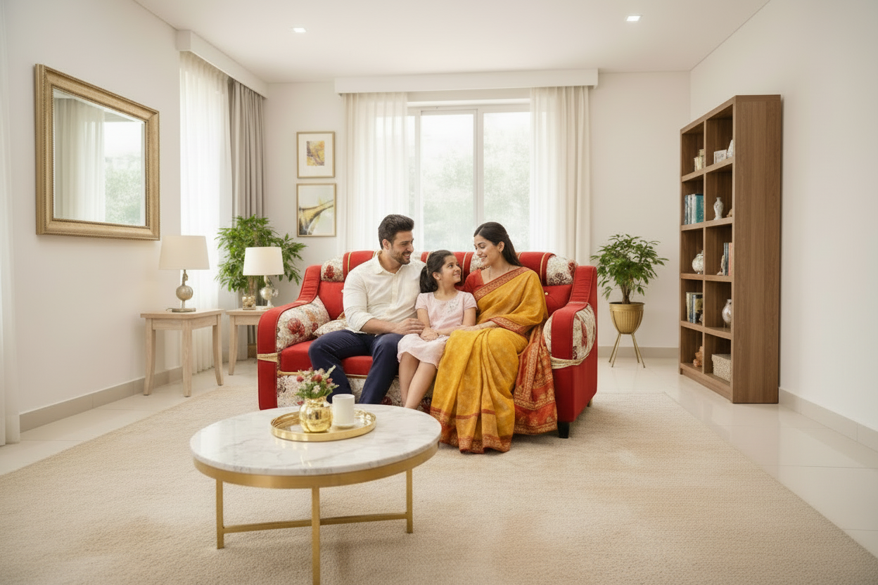 Royal Blossom Luxury 3 Seater Sofa – Floral Premium Fabric | Comfortable Living Room Sofa