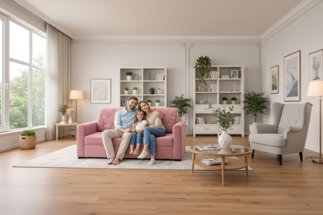 Luxury Blossom Tufted 3-Seater Sofa | Premium Moosa Fabric | Soft Cushion Comfort | Modern Living Room Sofa