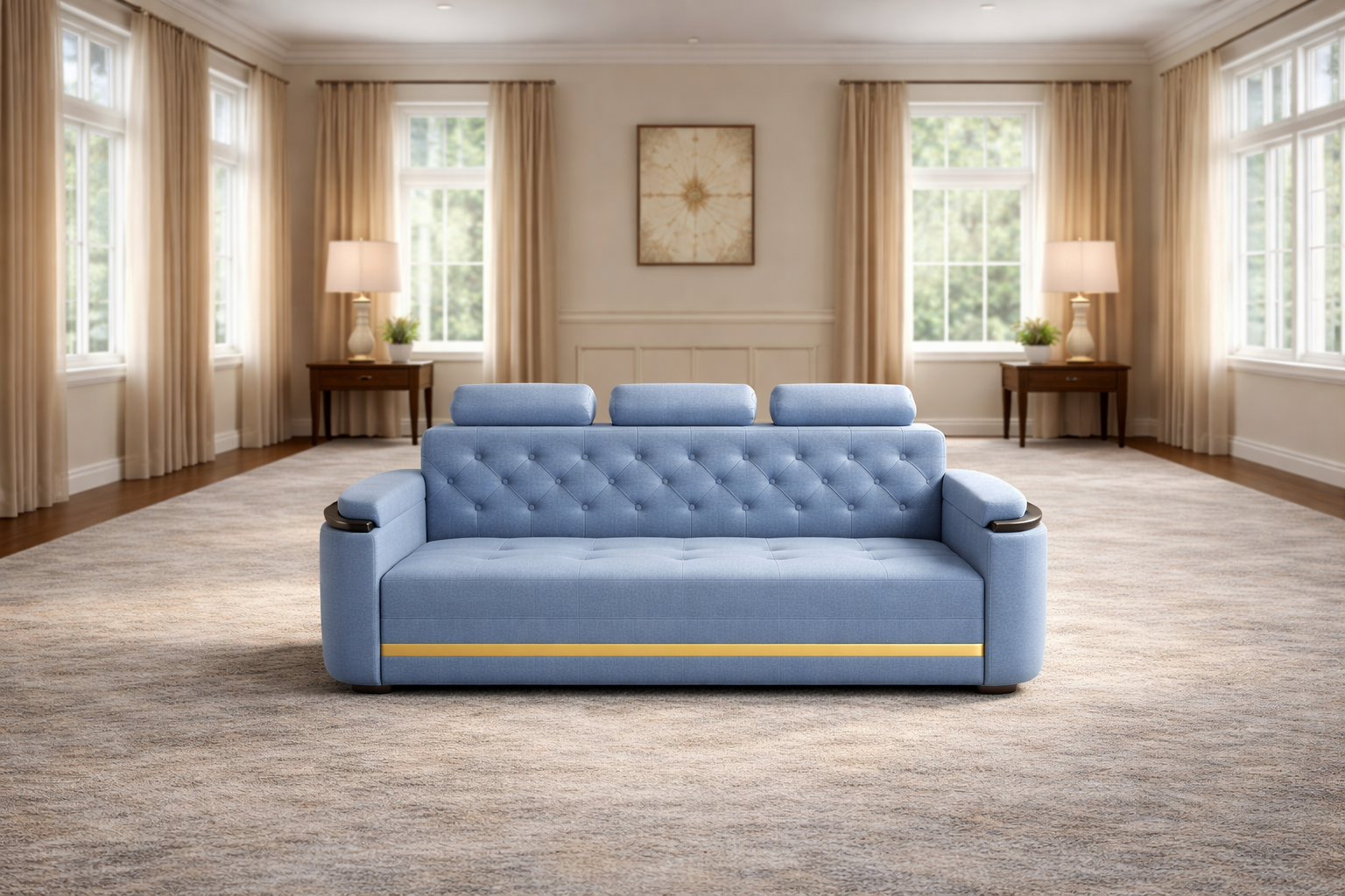Aurelio Luxe 3-Seater Sofa | Premium Moosa Fabric | 40 Density Foam | Modern Living Room Sofa
