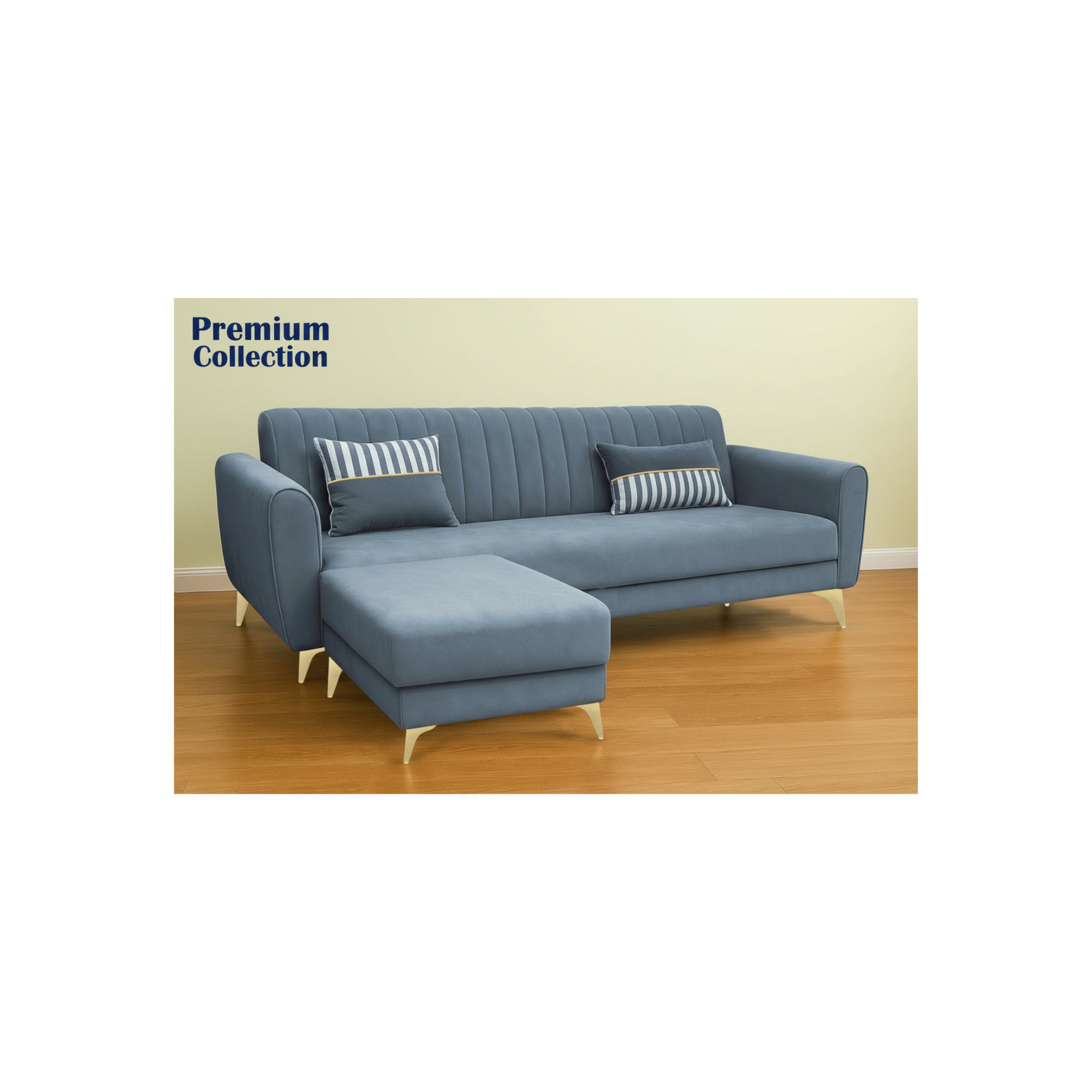 FlexLounge Nova L-Shape Sofa – Premium Suede Fabric | Convertible Pouffe Design