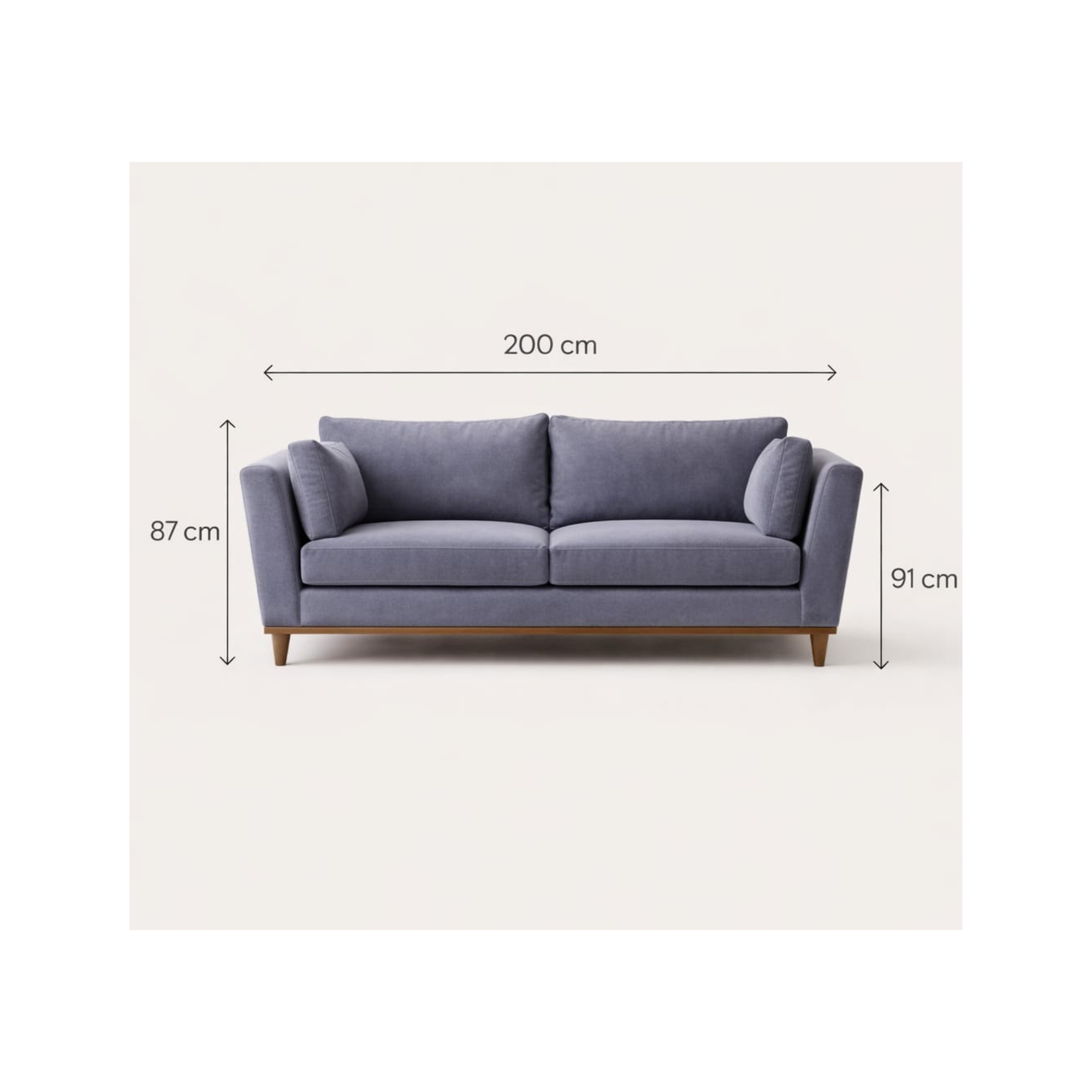 CloudMist Comfort 3-Seater Sofa – Premium Soft Fabric | Modern Minimal Design
