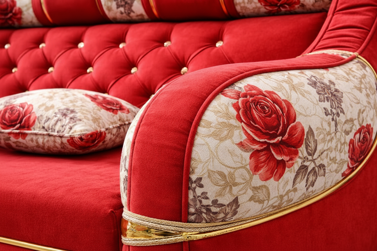 Royal Blossom Luxury 3 Seater Sofa – Floral Premium Fabric | Comfortable Living Room Sofa