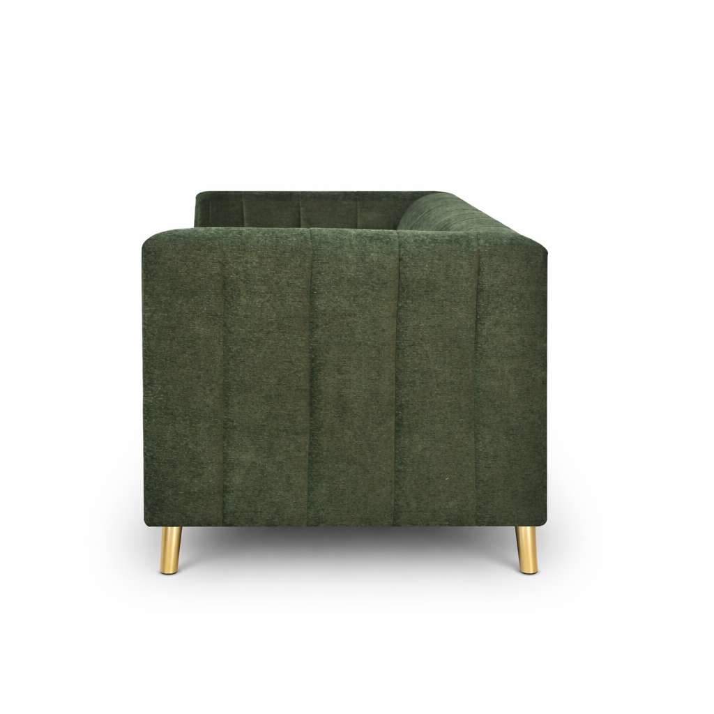 Emerald Royale Luxe 3-Seater Sofa – Premium Olive Velvet with Gold Legs (Copy)