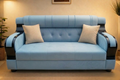 Royal Chrome 3 Seater Sofa| Premium Smooth Fabric |Chrome Arms |Modern Luxury