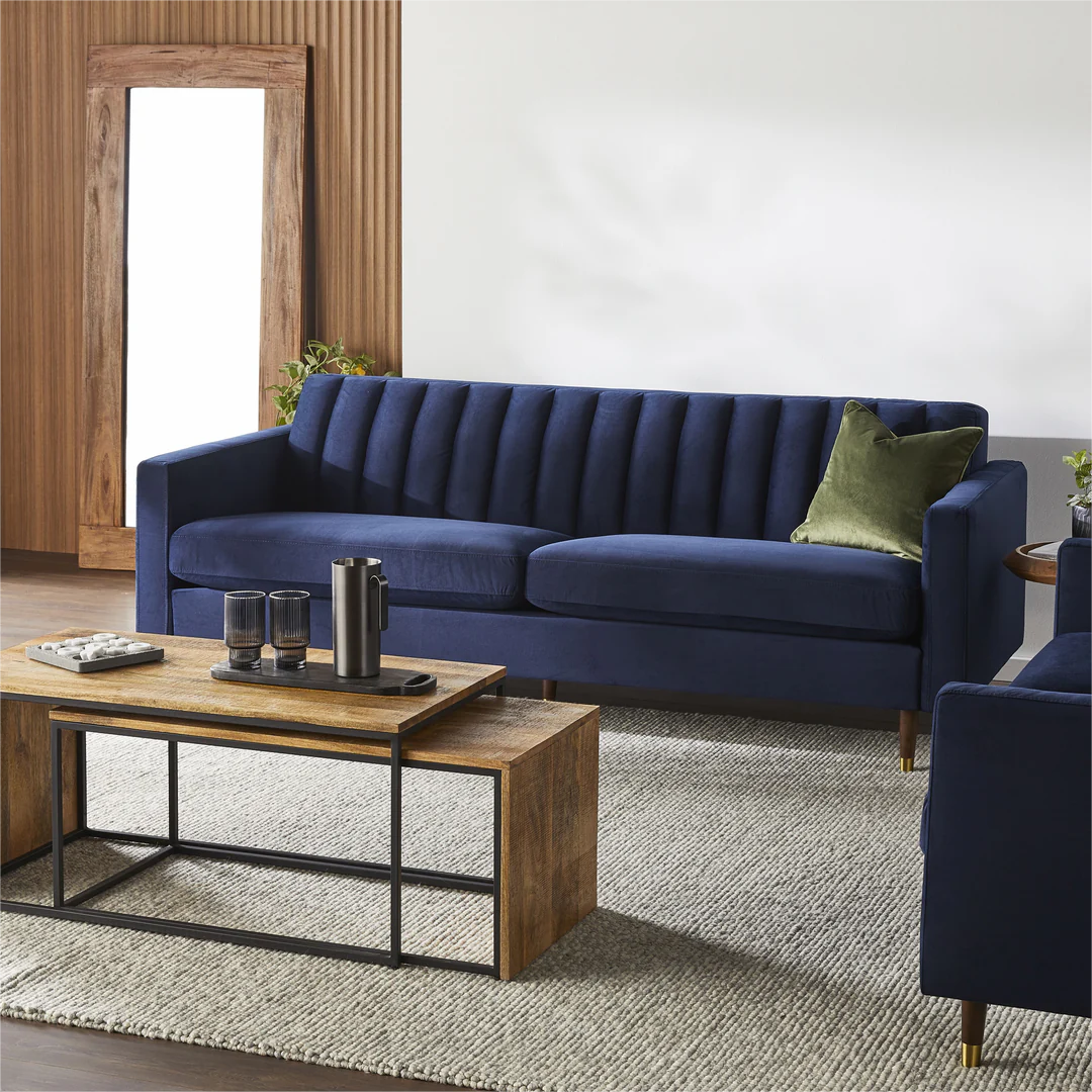 Solid Walnut Sofa Modern Minimalist Fabric Couch for Living Room