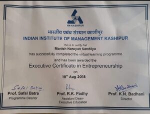 Executive Certificate In Entrepreneurship From IIM Kashipur