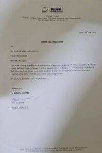 Letter Of Appreciation For Our CMD by  Dodsal Ltd